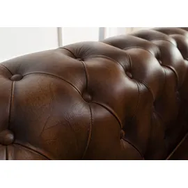 MASSIVMOEBEL24.DE Sofa 4-Sitzer Echtleder 274x82x75 braun CHESTERFIELD #104