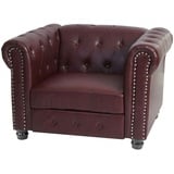 Mendler Luxus Sessel Loungesessel Relaxsessel Chesterfield Kunstleder runde Füße, rot-braun