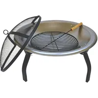 SOUK ONE Feuerschale Ibiza Edelstahl, Feuerschale Ø 56 cm - Feuerstelle für den Garten, Funkenschutz, Deckel für Feuerschalen, Terrasse und Balkon, Feuertonne und Feuerkorb (Ø 56cm Ibiza Edelstahl)