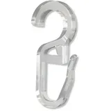 Interdeco Gardinenstangen Gardinenhaken für Gardinenringe, aus Kunststoff, Transparent Glasklar, Überklipshaken und Faltenhaken mit Öse 10 mm, Typ 1199603, 100 Stück