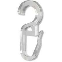 Interdeco Gardinenstangen Gardinenhaken für Gardinenringe, aus Kunststoff, Transparent Glasklar, Überklipshaken und Faltenhaken mit Öse 10 mm, Typ 1199603, 100 Stück