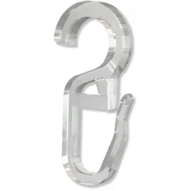 Interdeco Gardinenstangen Gardinenhaken für Gardinenringe, aus Kunststoff, Transparent Glasklar, Überklipshaken und Faltenhaken mit Öse 10 mm, Typ 1199603, 100 Stück