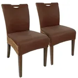 Rattanstuhl Esszimmer Stühle Set 2 Stück Wintergarten Stühle Bilbao Polsterstühle prairie brown