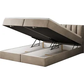 Trada City Boxspringbett 140 x 200 mit Bettkasten und Topper Beige - TRADA