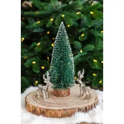 EDZARD 2er Set Dekofigur Hirsch Malik (Höhe 11 cm), Aluminium vernickelt, silberfarben, Weihnachtsdeko