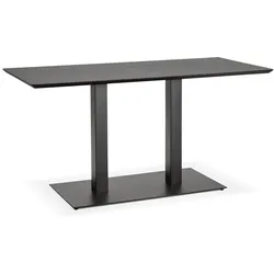Designer-Tisch – Stabile Metallstruktur, Schwarze Holzplatte, 150 x 70 cm, Multifunktional | Kadima Design
