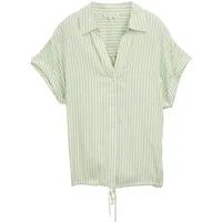 Tom Tailor Damen Loose Fit Bluse mit Streifenmuster, grün,