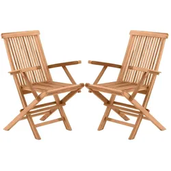 Gartensessel 2er-Set Teak Klappstuhl Hochlehner Gartenstuhl Holzstuhl massiv