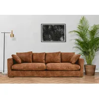 Big-Sofa HOME AFFAIRE "Coray" Sofas Gr. B/H/T: 266cm x 80cm x 113cm, Luxus-Microfaser, braun (cognac) extra weich und kuschelig, Füllung mit Federn Daunen