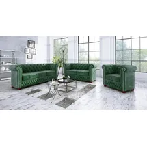 s-style möbel Polstergarnitur Chesterfield Leeds 3+2+1, (1x 3-Sitzer-Sofa, 1x 2-Sitzer-Sofa, 1x Sessel), mit Wellenfederung grün