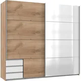 WIMEX Emden 225 x 210 x 65 cm Plankeneiche Nachbildung/weiß mit Spiegel und Schubladen