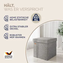 CASARIA Casaria® Faltbarer Sitzhocker mit Stauraum Grau