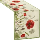 Sander Tischläufer Poppy Meadow Gobelin rot-Natur Größe 32x96 cm