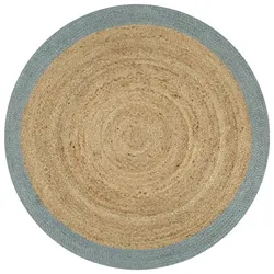 vidaXL Teppich Handgefertigt Jute mit Olivgrünem Rand 120 cm