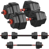 SONGMICS Hantelset, Hanteln mit Verbindungsstange, Hexagon, Kurzhantelset, 40 kg, für Workout, Fitnesstraining, Gewichtheben für Zuhause, Fitnessstudio, tintenschwarz SYL400B01