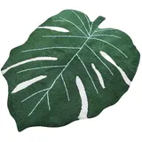 JYCRA Grüne Blattmatte für Badezimmer, 81,3 x 119,8 cm, ultraweiche Monstera-Badematte, rutschfester Pflanzenblatt-Teppich für Badezimmer und Küche
