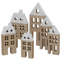 Boltze Dekohaus Towny Holz Höhe 15-23,5 cm Natur Holzhaus Häuschen