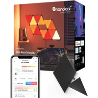 Nanoleaf Shapes Ultra Black Triangle Erweiterungspack, 3 zusätzliche Dreieckigen LED Panels - Smarte Modulare RGBW WLAN 16 Mio. Farben Wandleuchte Innen, Musik Sync, Funktioniert mit Alexa