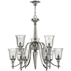 Licht-Erlebnisse Kronleuchter JIVETE Silber Klar/Transparent Baustahl Kristallglas 9x E14 bis 60W LE51103