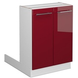 Vicco Regalinselunterschrank Küchenschrank Küchenmöbel Fame-Line Weiß Bordeaux Rot 60 cm modern Hochglanz Küche Einbauküche Kücheninsel Drehtür Einlegeboden Blende Küchenunterschrank Küchenzeile