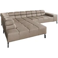 KAWOLA Sofa NELSON grau mit motorischem Sitzvorzug Recamiere links