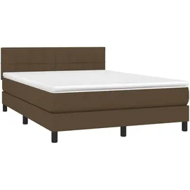 vidaXL Boxspringbett mit Matratze & LED Dunkelbraun 140x200 cm Stoff