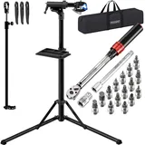 monzana Fahrradmontageständer mit Drehmomentschlüssel 1/4 Zoll Set 1–25 Nm schwarz