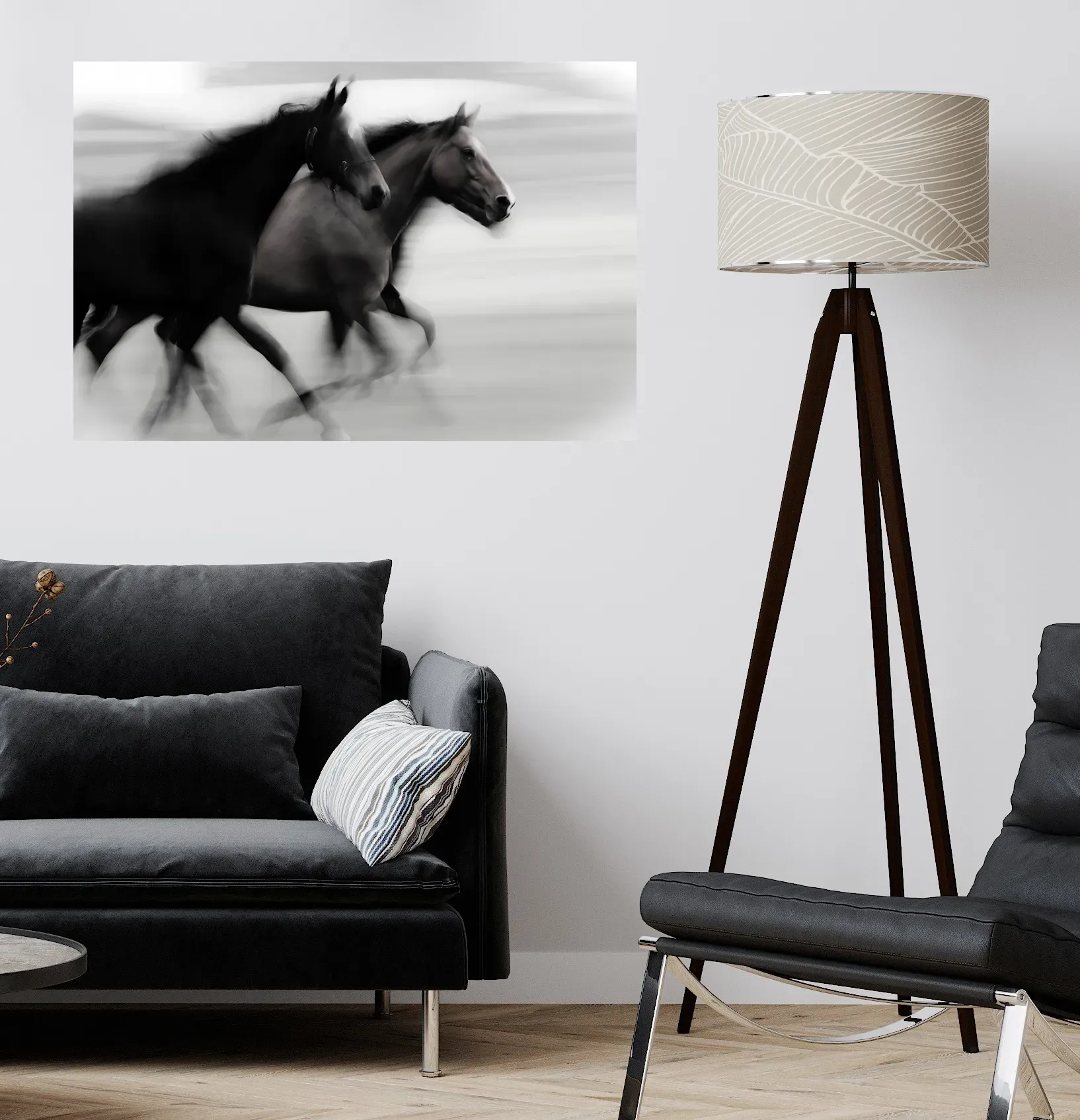 QUEENCE Wandsticker "Horses" Wandtattoos Selbstklebend, kinderleichte Anbringung Gr. B/H/T: 150 cm x 100 cm x 0,1 cm, Pferd-Pferde, schwarz Wandtattoos Tiere