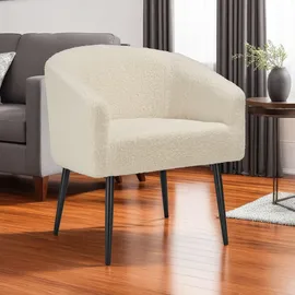 Tectake tectake® Sessel Mysig beige, dicke Polsterung mit Bouclé-Bezug,