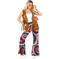 Fun Shack Hippie Kostüm Damen, Hippie Hose Damen, 70er Jahre Outfit Frauen, Flower Power Hose, Halloween Kostüm Frauen, Karvenal Kostum, Fasching, L