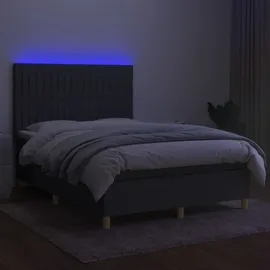 vidaXL Boxspringbett 140 x 200 cm Dunkelgrau
