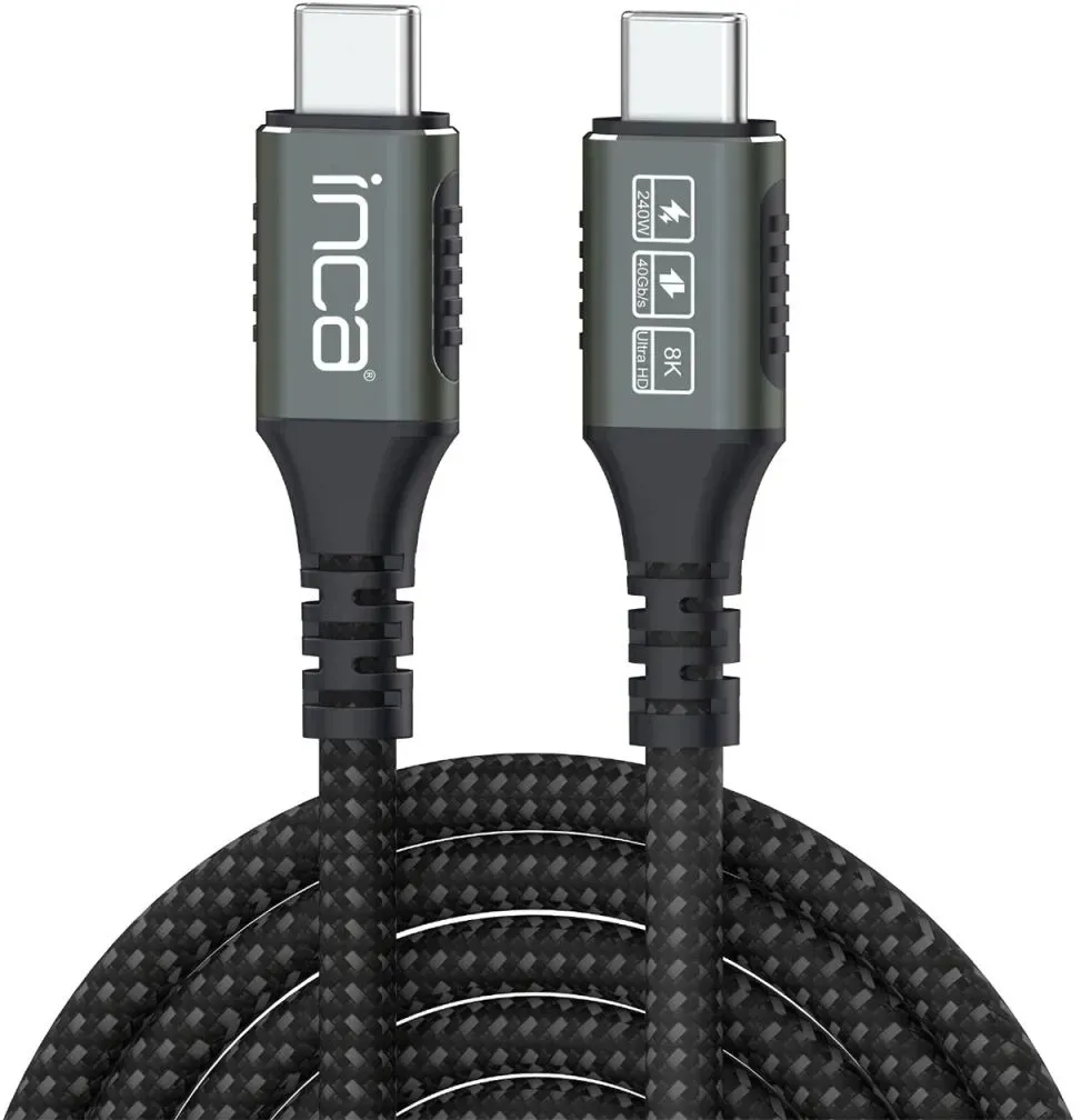 Inca ITCT-40 USB Kabel USB4 Gen 2x2 0,8 m USB C 40 Gbit/s 240 W Schwarz