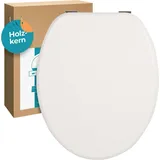 Calmwaters Calmwaters® Weißer WC Sitz mit Holzkern Modern Wellness, Metall-Befestigung, universale O-Form, Holzkern Toilettendeckel, Komfort Klodeckel, ovale Toilettenbrille, hygienisch in Weiß, 26LP2761