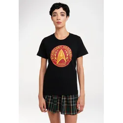 T-Shirt LOGOSHIRT "Star Trek-Starfleet Academy", Damen, Gr. S, schwarz, 100% Baumwolle, bedruckt, casual, normal, Rundhals, Kurzarm, Shirts, mit Print