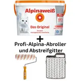 Alpina Innen- Wandfarbe Alpinaweiß matt 10L + Profi-Roller & Abstreifgitter