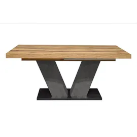 Mäusbacher Komfort 2.0 Esstisch Holzwerkstoff V-Form Ausziehbar - Asteiche/Schwarzstahl