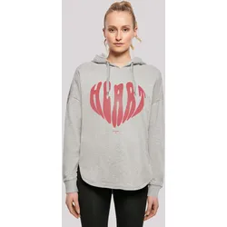 Kapuzenpullover F4NT4STIC "Valentinstag Herz Rot", Damen, Gr. L, grau, Obermaterial: 100% Baumwolle, casual, oversize, Langarm, Pullover, Print