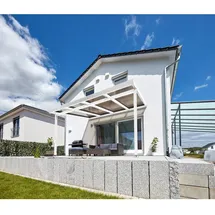 Gutta Terrassendach Premium 410 x 306 cm weiß / Polycarbonat bronce