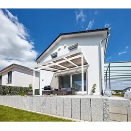 Gutta Terrassendach Premium 410 x 306 cm weiß / Polycarbonat bronce