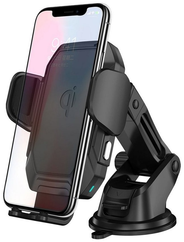MidGard Auto Handyhalterung m. Ladefunktion Wireless Charging Induktion Halter Smartphone-Halterung schwarz