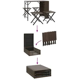 vidaXL 5-tlg. Garten-Essgruppe Klappbar Braun Poly Rattan