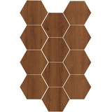 MENAYODA 12 Stück Hexagon Akustikplatten Selbstklebend, Schallabsorber Schallschutz mit hoher Dichte für Wand Decken Holz & Tür Schallabsorbierende Wanddekoration (Dunkelbraun)