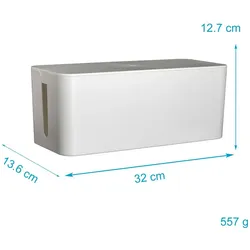 Intirilife Kabelbox aus Kunststoff in Weiß - 32 x 13.6 x 12.7 cm - Kabelmanagement Box, Organizer zum Verstecken von Kabeln und Steckdosenleisten