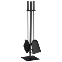 Relaxdays Kaminbesteck 4-teilig Stahl schwarz