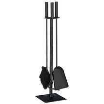 Relaxdays Kaminbesteck 4-teilig Stahl schwarz