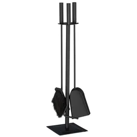 Relaxdays Kaminbesteck 4-teilig Stahl schwarz