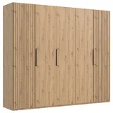 WIMEX Drehtürenschrank »Andorra by fresh to go« Mit 3D-Leisten für Akustikpaneel-Optik braun