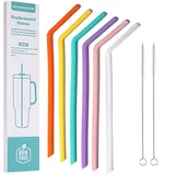 WK ieason Ersatz Silikon Strohhalme Wiederverwendbare Bendy Trinkhalme Kompatibel mit Stanley 20-40oz Becher und andere Marken mit 2 Bürsten, Farbe Ungiftige Strohhalme für Kleinkinder und Kinder