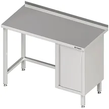 Stalgast Arbeitstisch ohne Grundboden, 1800x600x850 mm, mit Flügeltürschrank rechts, mit Aufkantung, verschweißt