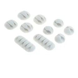 Kabelmanagement - Kabelclips / Kabelhalter, 10er Set, weiß